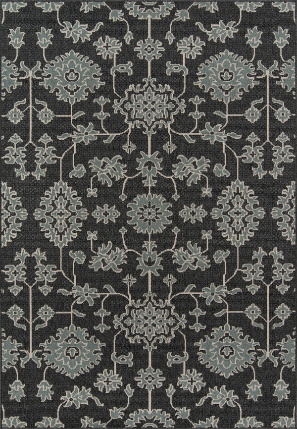 Momeni Baja BAJ23 Machine Made Traditional Floral Indoor/Outdoor Area Rug Charcoal 8'6" x 13' BAJA0BAJ23CHR860D