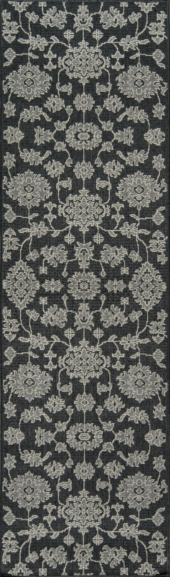 Momeni Baja BAJ23 Machine Made Traditional Floral Indoor/Outdoor Area Rug Charcoal 8'6" x 13' BAJA0BAJ23CHR860D