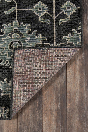 Momeni Baja BAJ23 Machine Made Traditional Floral Indoor/Outdoor Area Rug Charcoal 8'6" x 13' BAJA0BAJ23CHR860D