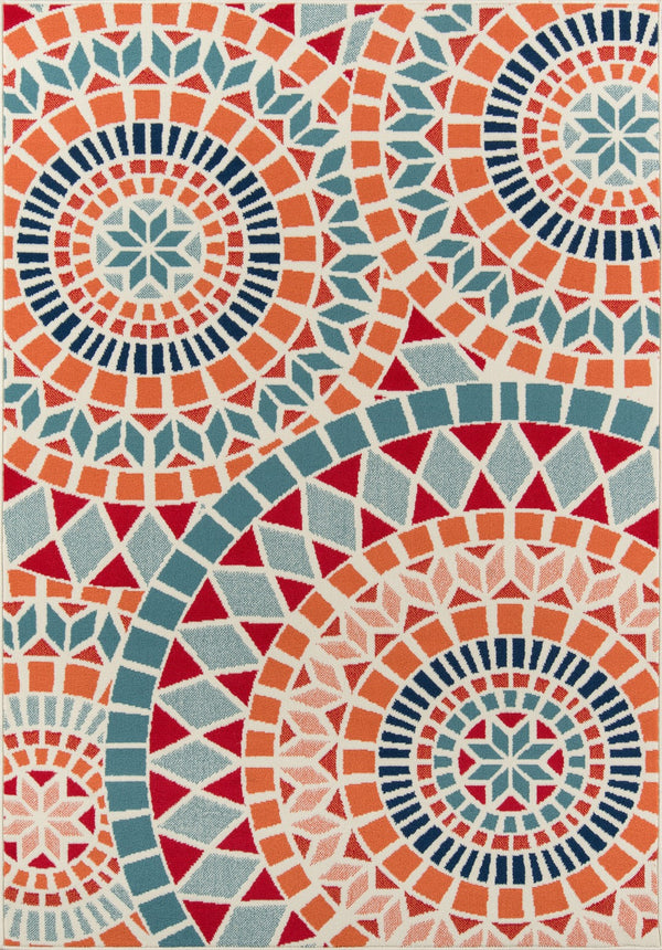 Momeni Baja BAJ24 Machine Made Contemporary Geometric Indoor/Outdoor Area Rug Multi 8'6" x 13' BAJA0BAJ24MTI860D