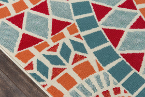 Momeni Baja BAJ24 Machine Made Contemporary Geometric Indoor/Outdoor Area Rug Multi 8'6" x 13' BAJA0BAJ24MTI860D