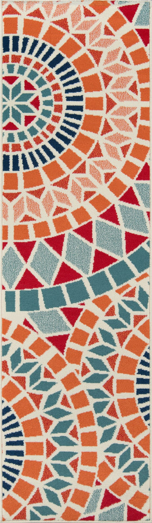 Momeni Baja BAJ24 Machine Made Contemporary Geometric Indoor/Outdoor Area Rug Multi 8'6" x 13' BAJA0BAJ24MTI860D