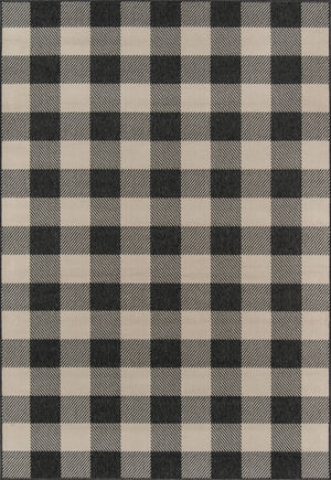Momeni Baja BAJ25 Machine Made Modern Plaid Indoor/Outdoor Area Rug Charcoal 8'6" x 13' BAJA0BAJ25CHR860D