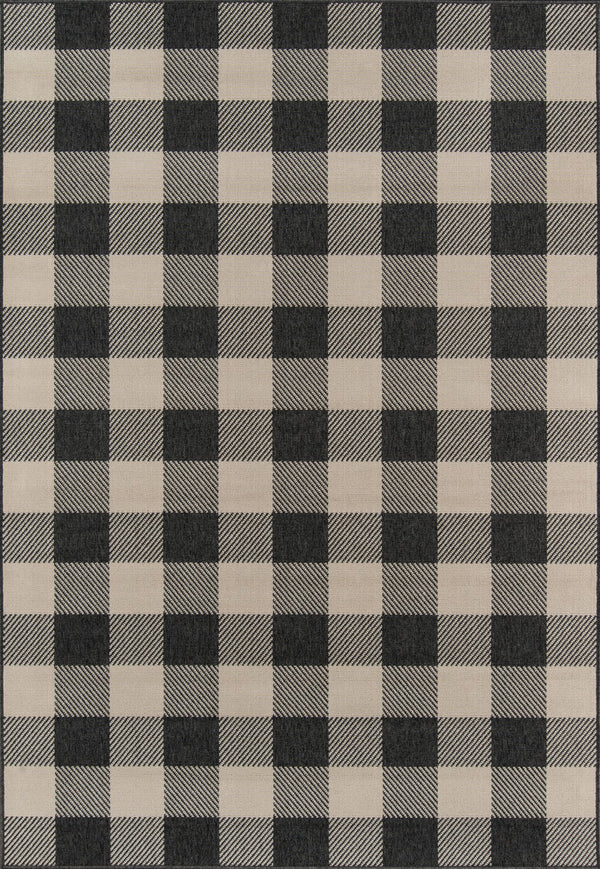 Momeni Baja BAJ25 Machine Made Modern Plaid Indoor/Outdoor Area Rug Charcoal 8'6" x 13' BAJA0BAJ25CHR860D