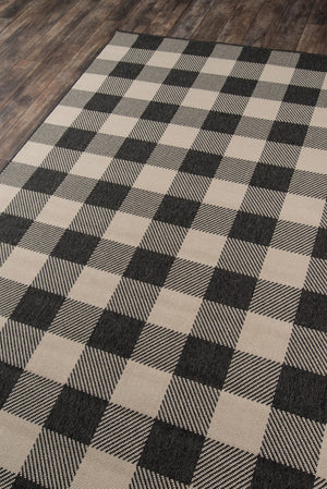 Momeni Baja BAJ25 Machine Made Modern Plaid Indoor/Outdoor Area Rug Charcoal 8'6" x 13' BAJA0BAJ25CHR860D