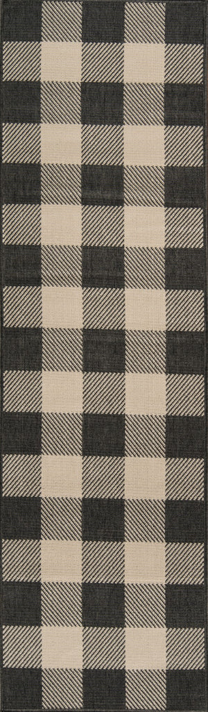 Momeni Baja BAJ25 Machine Made Modern Plaid Indoor/Outdoor Area Rug Charcoal 8'6" x 13' BAJA0BAJ25CHR860D