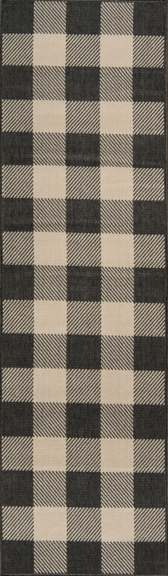 Momeni Baja BAJ25 Machine Made Modern Plaid Indoor/Outdoor Area Rug Charcoal 8'6" x 13' BAJA0BAJ25CHR860D