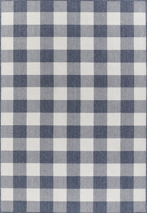 Momeni Baja BAJ25 Machine Made Modern Plaid Indoor/Outdoor Area Rug Denim 8'6" x 13' BAJA0BAJ25DNM860D