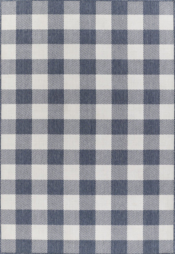 Momeni Baja BAJ25 Machine Made Modern Plaid Indoor/Outdoor Area Rug Denim 8'6" x 13' BAJA0BAJ25DNM860D