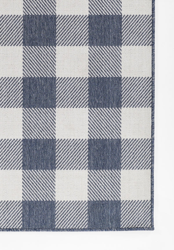 Momeni Baja BAJ25 Machine Made Modern Plaid Indoor/Outdoor Area Rug Denim 8'6" x 13' BAJA0BAJ25DNM860D