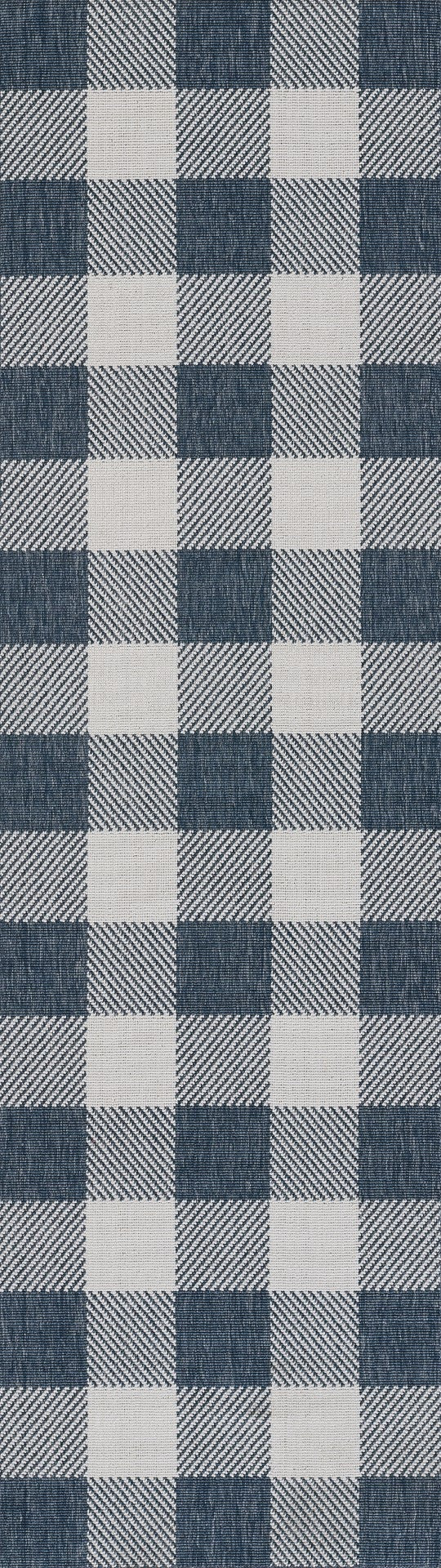 Momeni Baja BAJ25 Machine Made Modern Plaid Indoor/Outdoor Area Rug Denim 8'6" x 13' BAJA0BAJ25DNM860D