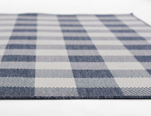 Momeni Baja BAJ25 Machine Made Modern Plaid Indoor/Outdoor Area Rug Denim 8'6" x 13' BAJA0BAJ25DNM860D