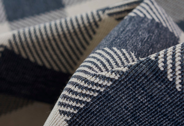 Momeni Baja BAJ25 Machine Made Modern Plaid Indoor/Outdoor Area Rug Denim 8'6" x 13' BAJA0BAJ25DNM860D