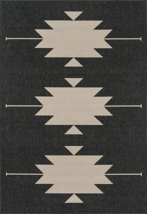 Momeni Baja BAJ34 Machine Made Contemporary Geometric Indoor/Outdoor Area Rug Charcoal 8'6" x 13' BAJA0BAJ34CHR860D