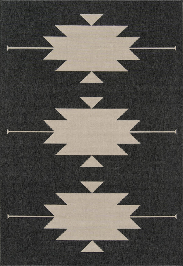 Momeni Baja BAJ34 Machine Made Contemporary Geometric Indoor/Outdoor Area Rug Charcoal 8'6" x 13' BAJA0BAJ34CHR860D