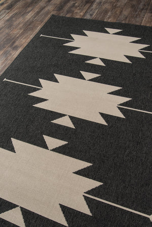 Momeni Baja BAJ34 Machine Made Contemporary Geometric Indoor/Outdoor Area Rug Charcoal 8'6" x 13' BAJA0BAJ34CHR860D