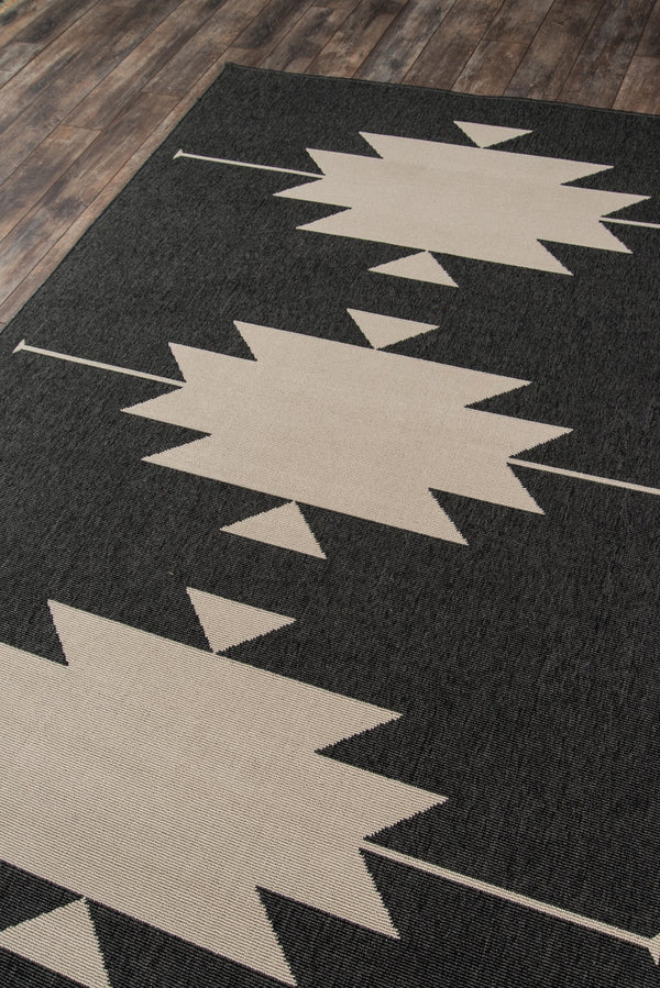 Momeni Baja BAJ34 Machine Made Contemporary Geometric Indoor/Outdoor Area Rug Charcoal 8'6" x 13' BAJA0BAJ34CHR860D