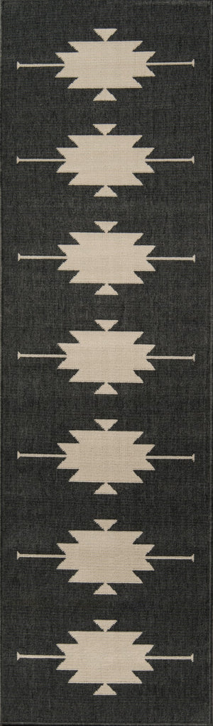 Momeni Baja BAJ34 Machine Made Contemporary Geometric Indoor/Outdoor Area Rug Charcoal 8'6" x 13' BAJA0BAJ34CHR860D