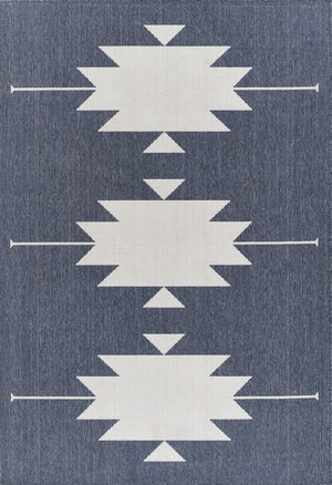 Momeni Baja BAJ34 Machine Made Contemporary Geometric Indoor/Outdoor Area Rug Denim 8'6" x 13' BAJA0BAJ34DNM860D