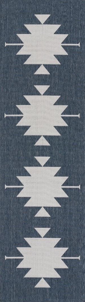 Momeni Baja BAJ34 Machine Made Contemporary Geometric Indoor/Outdoor Area Rug Denim 8'6" x 13' BAJA0BAJ34DNM860D