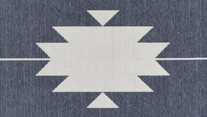 Momeni Baja BAJ34 Machine Made Contemporary Geometric Indoor/Outdoor Area Rug Denim 8'6" x 13' BAJA0BAJ34DNM860D