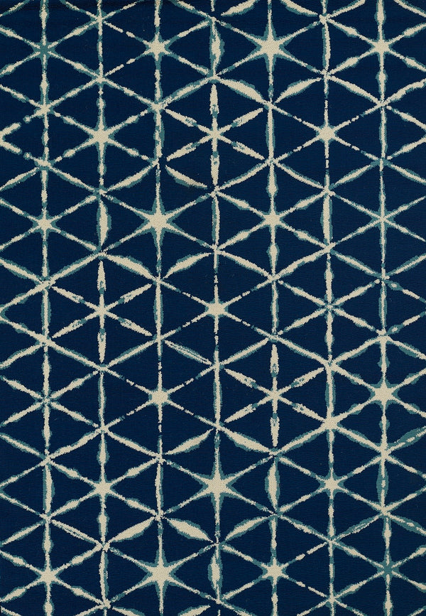 Momeni Baja BAJ41 Machine Made Contemporary Geometric Indoor/Outdoor Area Rug Blue 8'6" x 13' BAJA0BAJ41BLU860D