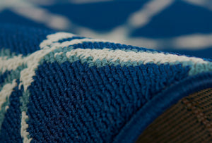 Momeni Baja BAJ41 Machine Made Contemporary Geometric Indoor/Outdoor Area Rug Blue 8'6" x 13' BAJA0BAJ41BLU860D