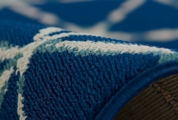 Momeni Baja BAJ41 Machine Made Contemporary Geometric Indoor/Outdoor Area Rug Blue 8'6" x 13' BAJA0BAJ41BLU860D