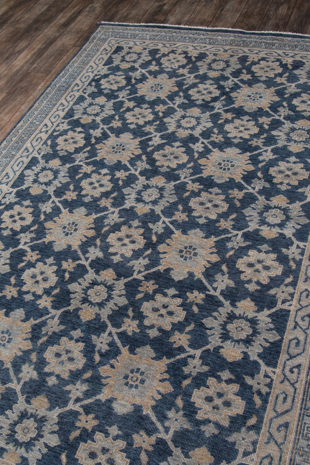 Momeni Banaras BNR-1 Hand Knotted Traditional Floral Indoor Area Rug Blue 9'6" x 13'6" BANARBNR-1BLU96D6
