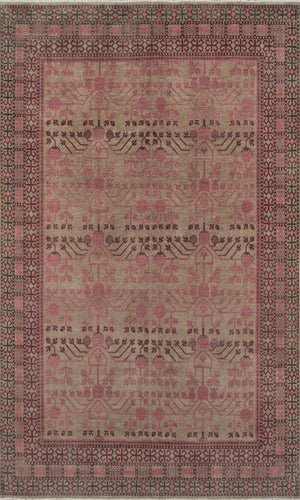 Momeni Banaras BNR-5 Hand Knotted Traditional Oriental Indoor Area Rug Pink 9'6" x 13'6" BANARBNR-5PNK96D6