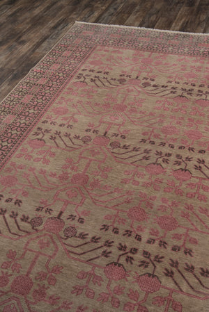 Momeni Banaras BNR-5 Hand Knotted Traditional Oriental Indoor Area Rug Pink 9'6" x 13'6" BANARBNR-5PNK96D6