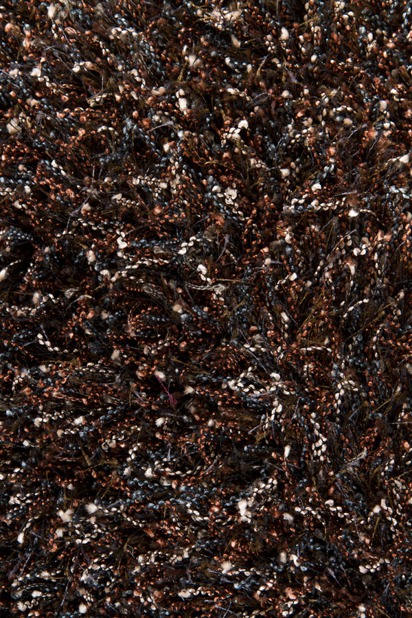 Chandra Rugs Barun 100% Polyester Hand-Woven Contemporary Shag Rug Brown/Blue/Ivory 9' x 13'