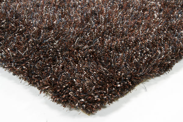 Chandra Rugs Barun 100% Polyester Hand-Woven Contemporary Shag Rug Brown/Blue/Ivory 9' x 13'