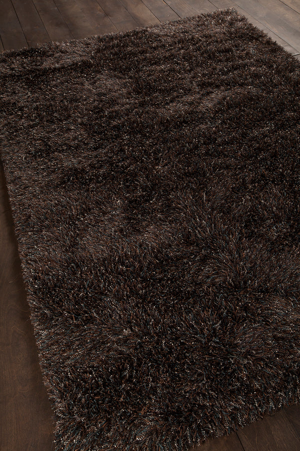 Chandra Rugs Barun 100% Polyester Hand-Woven Contemporary Shag Rug Brown/Blue/Ivory 9' x 13'