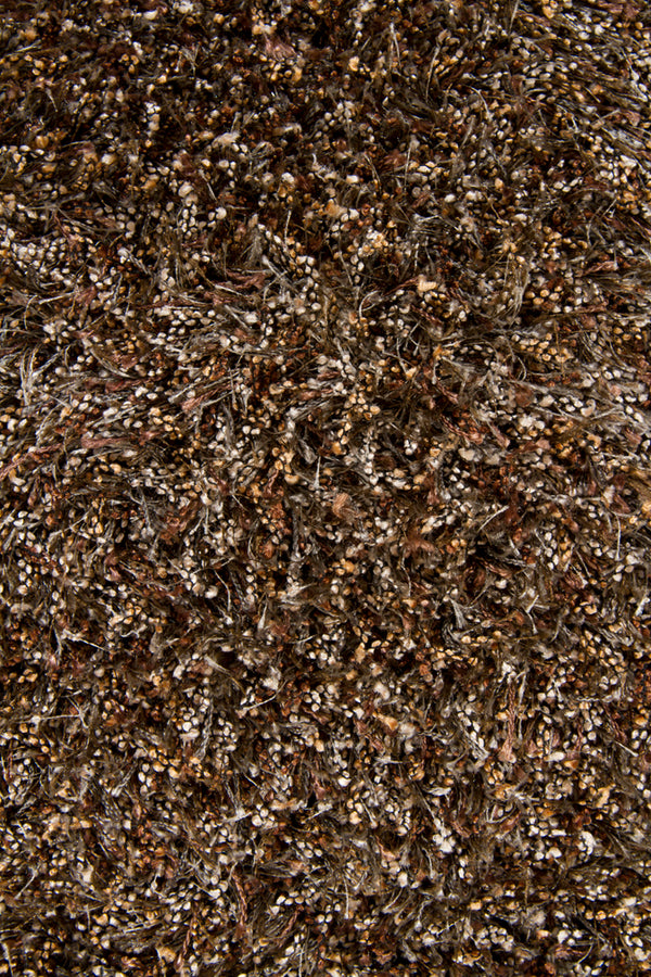 Chandra Rugs Barun 100% Polyester Hand-Woven Contemporary Shag Rug Brown/Ivory/Gold 9' x 13'