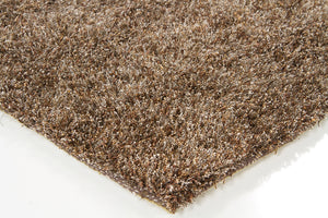 Chandra Rugs Barun 100% Polyester Hand-Woven Contemporary Shag Rug Brown/Ivory/Gold 9' x 13'