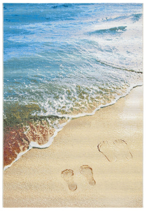 Barbados 500 Barbados 550 Outdoor Power Loomed 23% Polyester, 76% Polypropylene Rug Gold / Blue