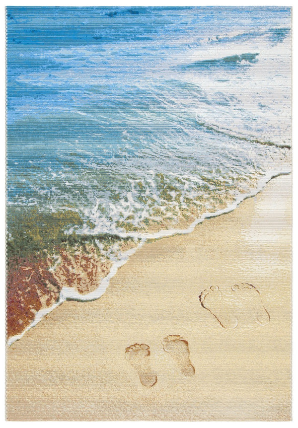 Barbados 500 Barbados 550 Outdoor Power Loomed 23% Polyester, 76% Polypropylene Rug Gold / Blue