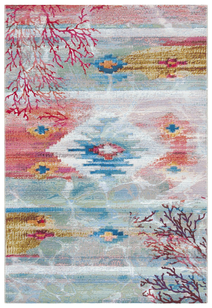Barbados 500 Barbados 554 Outdoor Power Loomed 23% Polyester, 76% Polypropylene Rug Light Blue / Pink