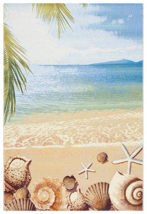 Barbados 500 Barbados 555 Outdoor Power Loomed 23% Polyester, 76% Polypropylene Rug Gold / Blue