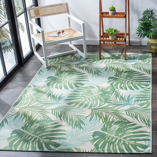 Barbados 500 Barbados 592 Outdoor Power Loomed 23% Polyester, 76% Polypropylene Rug Green / Teal