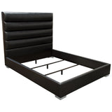 Bardot Channel Tufted Eastern King Bed in Black Leatherette by Diamond Sofa