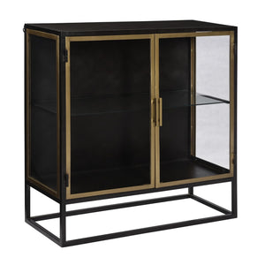Dovetail Brynlee Gunmetal and Brass Finished Iron and Glass Sideboard BB006