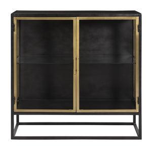 Dovetail Brynlee Gunmetal and Brass Finished Iron and Glass Sideboard BB006