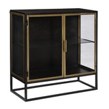 Dovetail Brynlee Gunmetal and Brass Finished Iron and Glass Sideboard BB006
