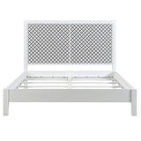 Dovetail Haskins Bright White Acacia Modern Panel Bed with Geometric Cutout Headboard BB017EK