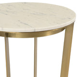 Dovetail Maz Round Marble and Brushed Brass Finish Side Table BB018