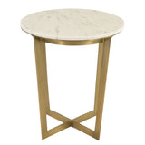 Dovetail Maz Round Marble and Brushed Brass Finish Side Table BB018