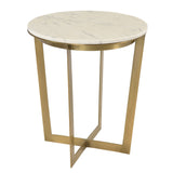 Dovetail Maz Round Marble and Brushed Brass Finish Side Table BB018