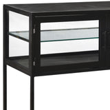 Dovetail Valentina Gunmetal Iron and Glass Sideboard with Glass Shleving BB138